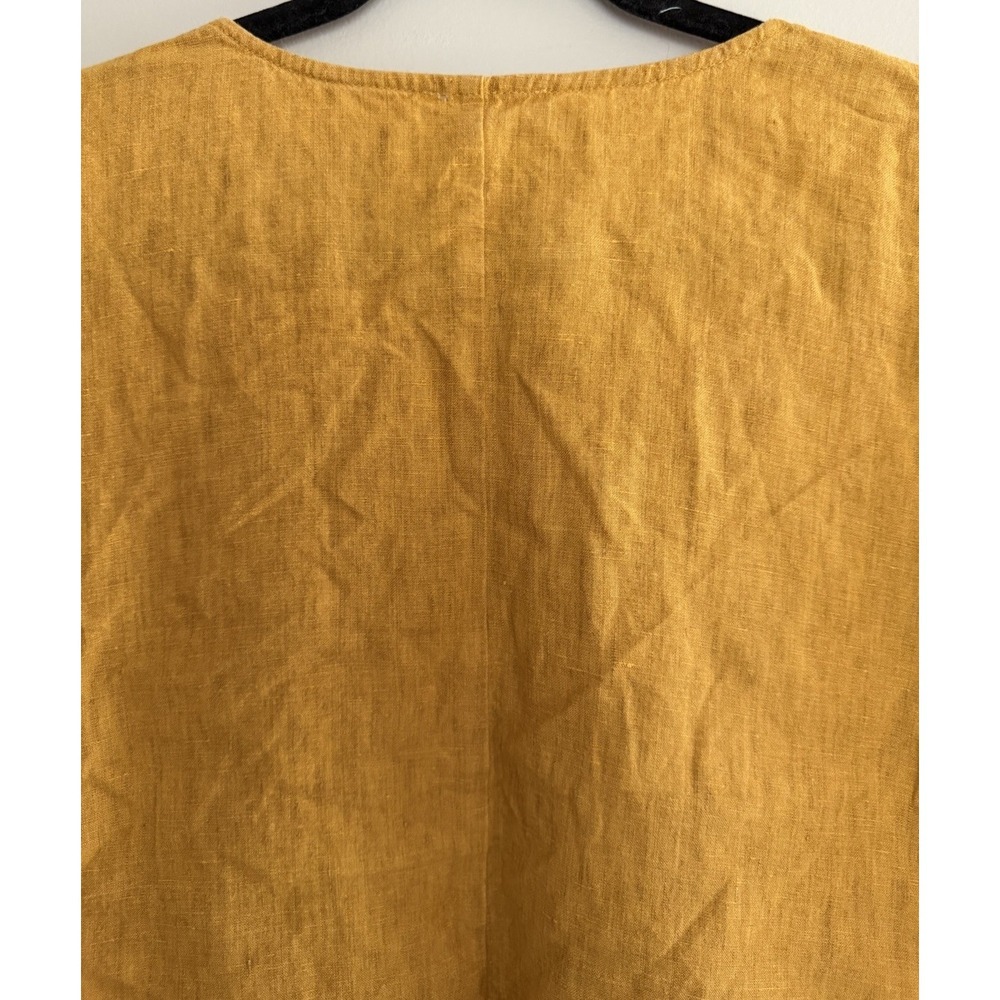 Eileen Fisher Organic Linen Square Top Mustard Yelllow Women's Size Small - Picture 4 of 10